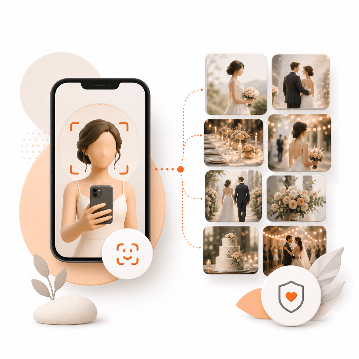 A gallery visitor takes a selfie and Face Search surfaces every matching photo of them